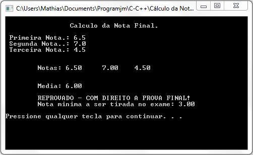 Aluno reprovado com direito a prova final!