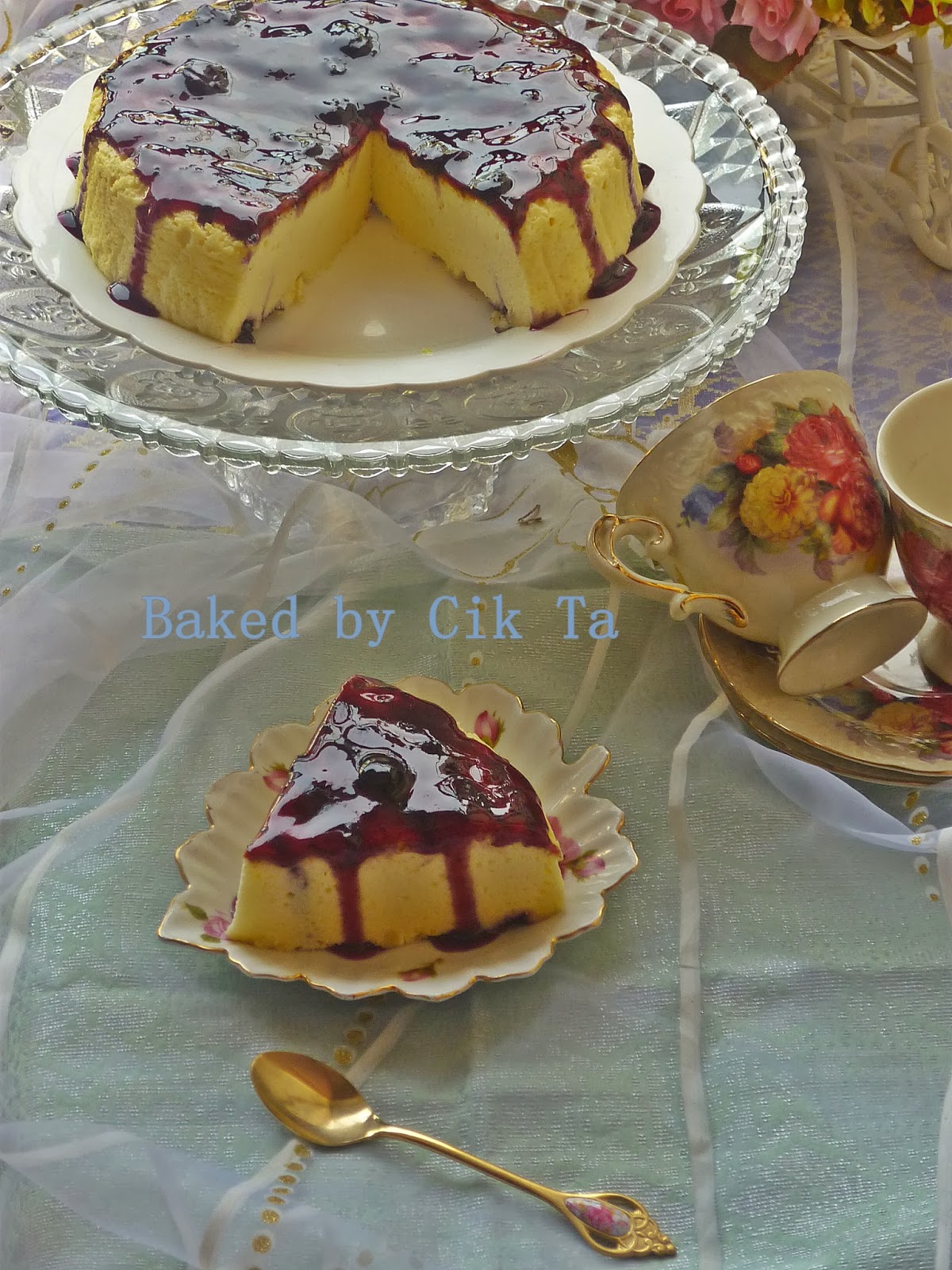 BAKED BY CIK TA: BLUEBERRY JAPANESE COTTON CHEESE CAKE
