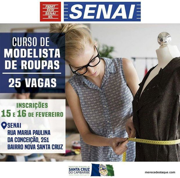 Curso gratuito de modelista de roupas é ofertado pela Coordenadoria da Juventude em parceria com o Senai