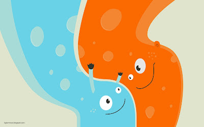 Hugging Fire and Water Creatures wallpaper