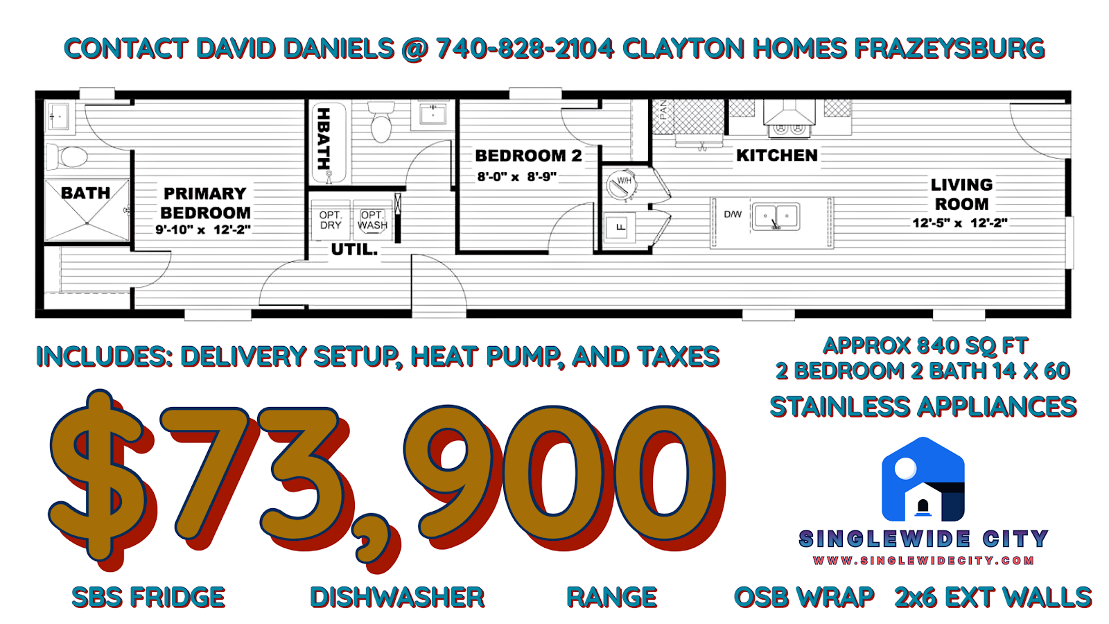 Floor plan of a 14x60