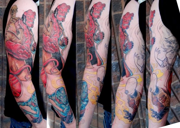 Hellboy partial sleeve tattoo idea.