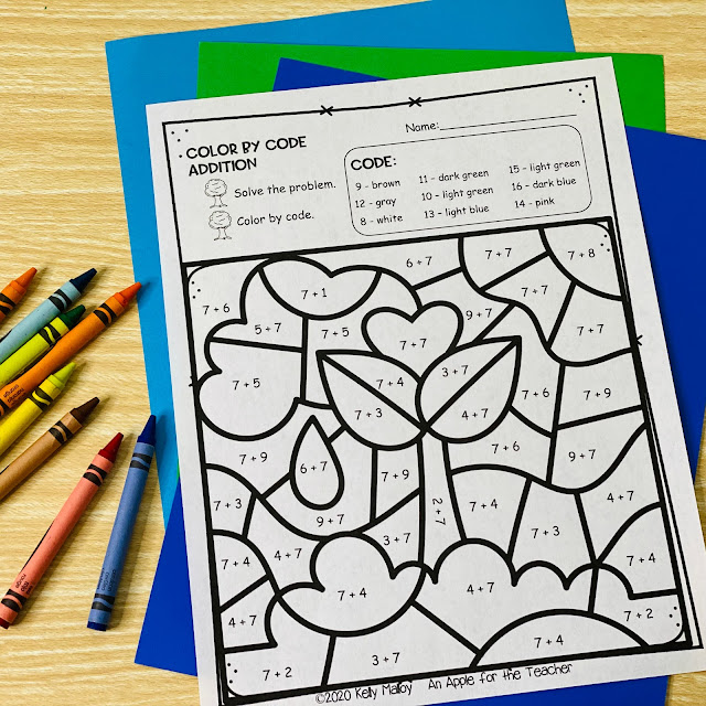 Earth Day Color By Number Addition