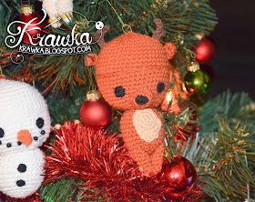 Krawka: Reindeer Christmas tree ornament crochet free pattern