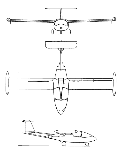 Caproni Vizzola Ventura C22J threeview drawing