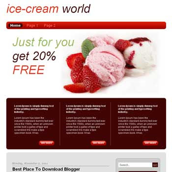 Ice Cream World Blogger Template.