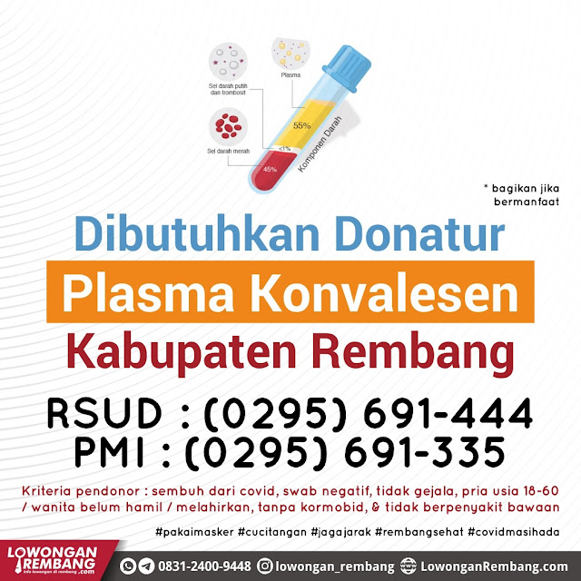 Dibutuhkan Donatur Plasma Konvalesen Kabupaten Rembang