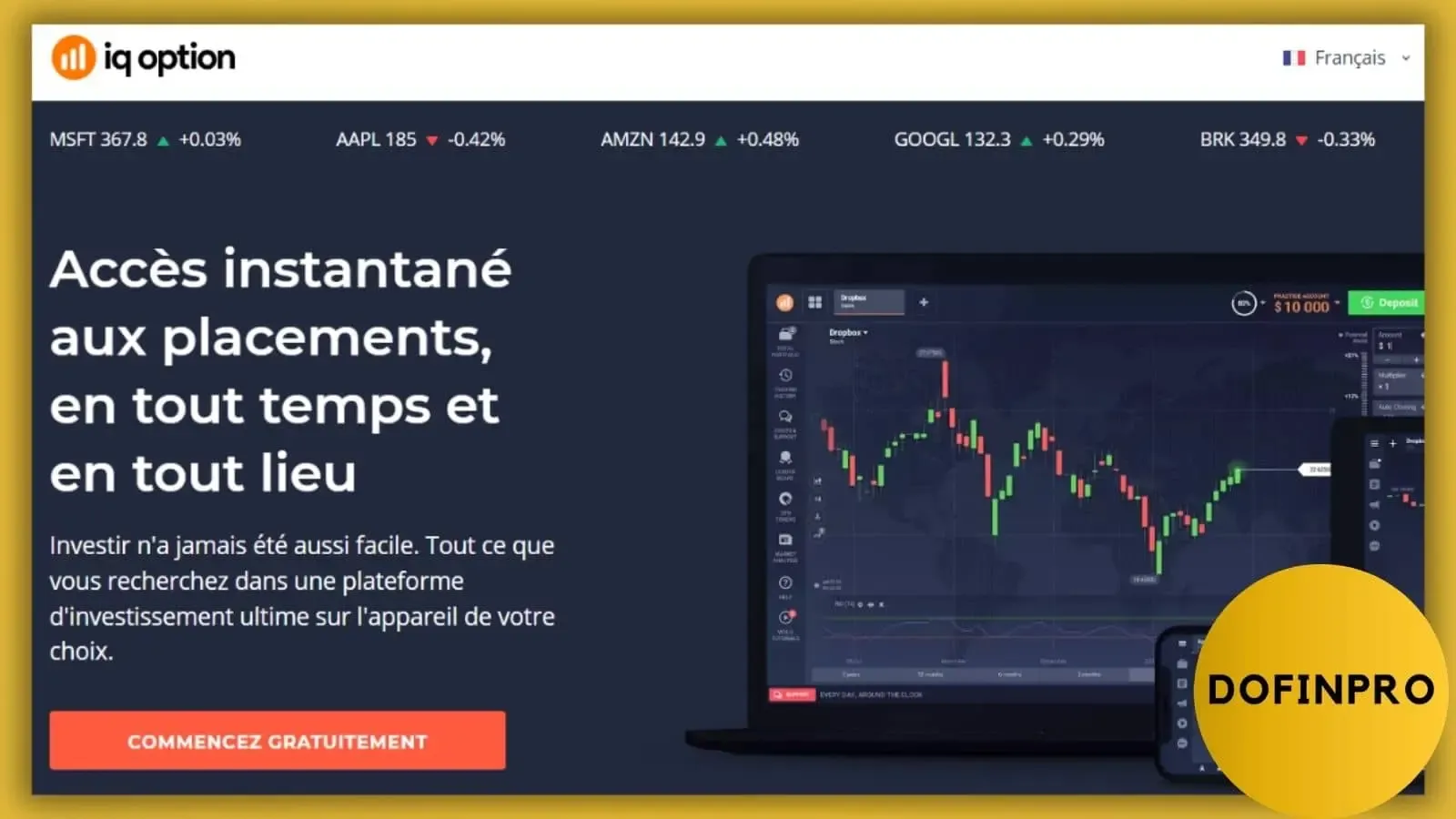 plateforme d'investissement IQ Option