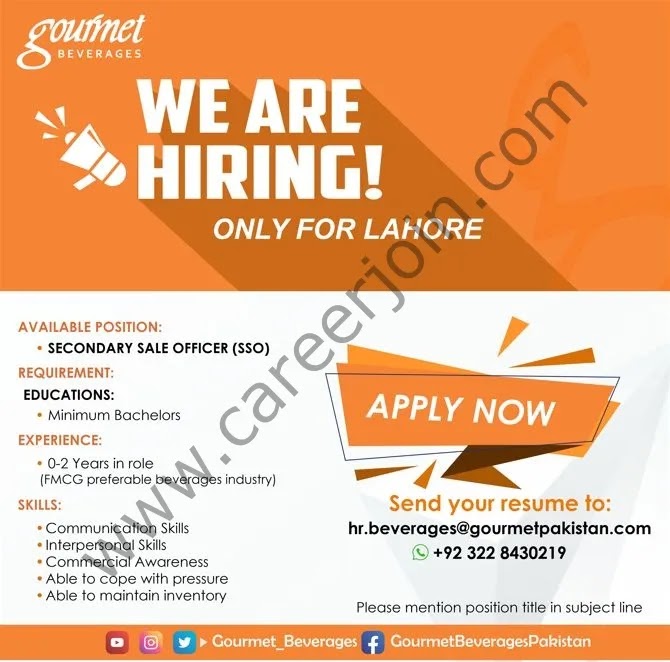 Gourmet Pakistan Jobs 2022-23 - Latest Advertisement