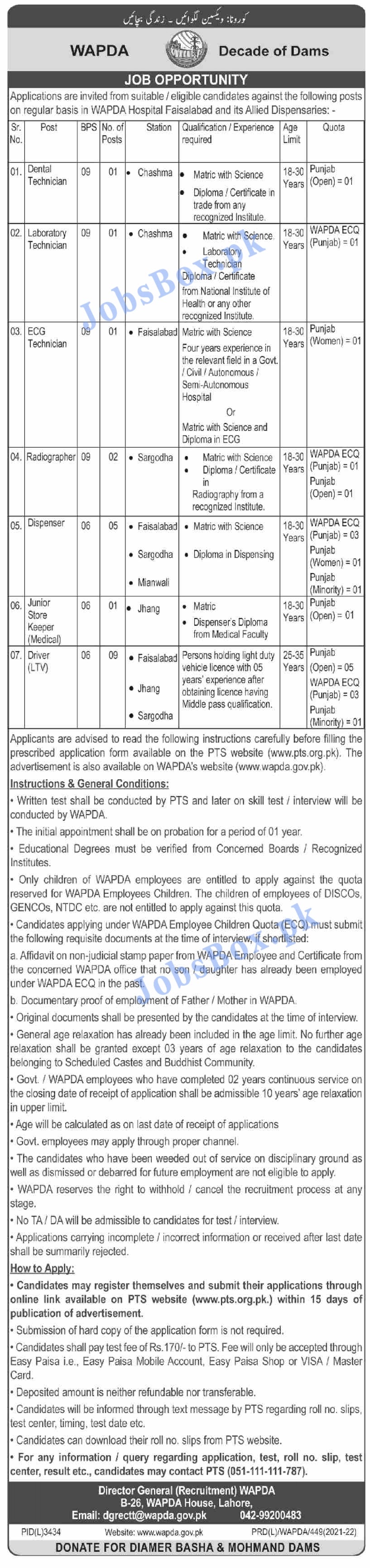 WAPDA Hospital Faisalabad Jobs 2022 in Pakistan