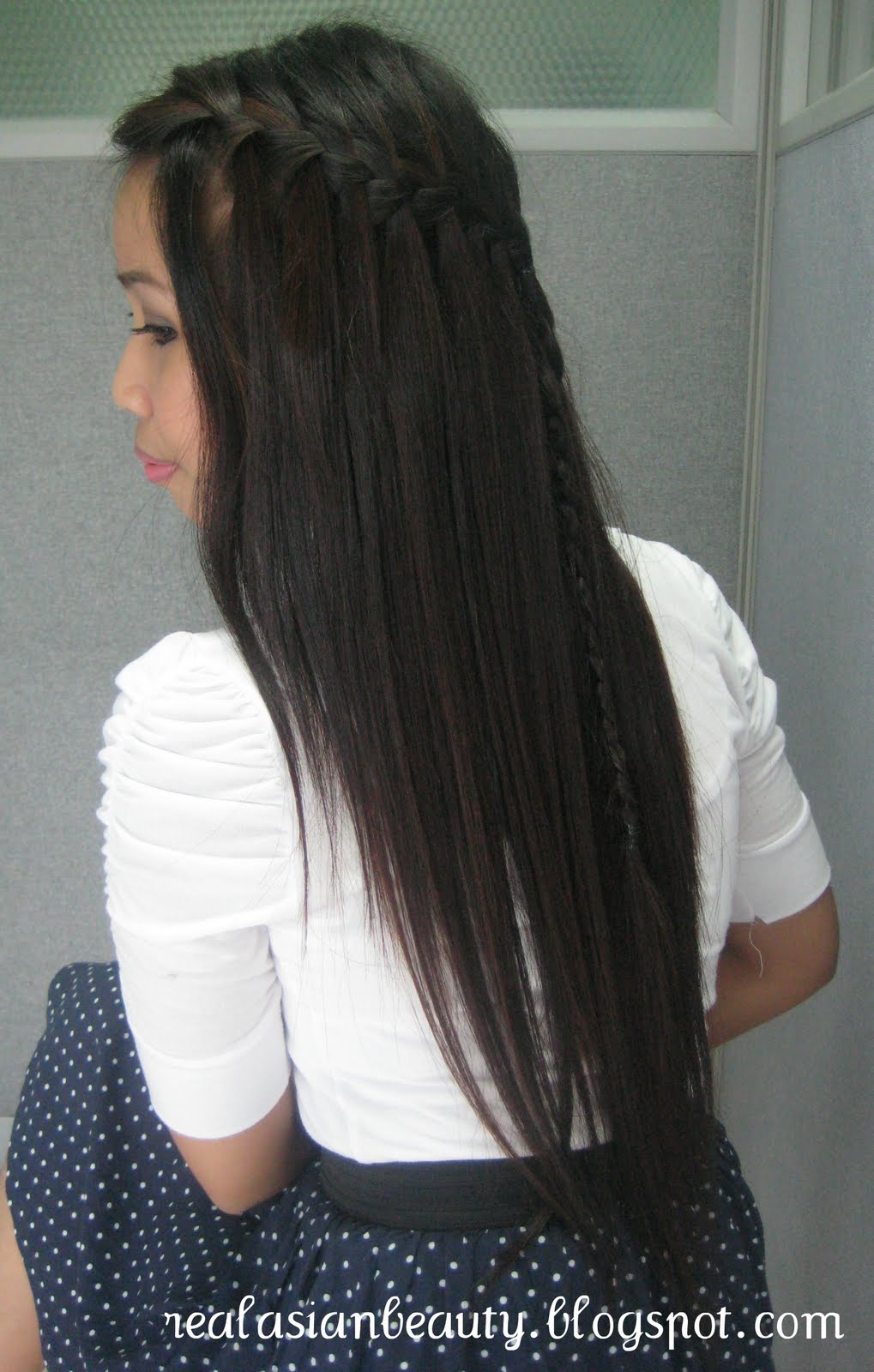 Image of Waterfall braid asian hairstyle