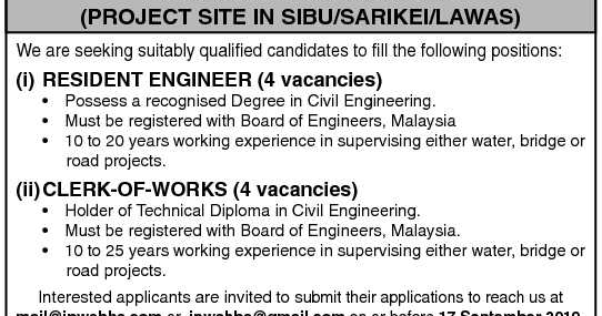 Immediate Vacancies | Jurutera Perunding Wahba Sdn Bhd
