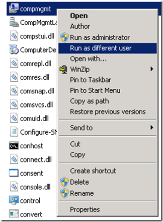 compmgmt run as different user