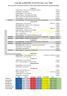 B2B Blackpool Hotelier Free Resource - Blackpool Shows and Events May 3 to May 9 - PDF What's On Guide Listings Print-off #158 Thursday May 2