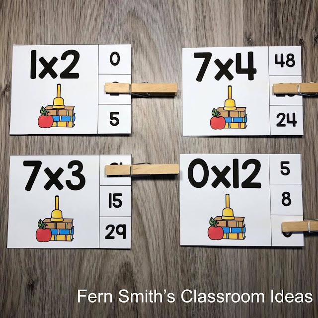 Click Here to Get These Back to School Multiplication 0 to 12 Basic Facts Clip Cards