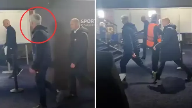 Video shows Jose Mourinho exchanging heated words with Feyenoord manager Arne Slot following Europa League quarter-final victory