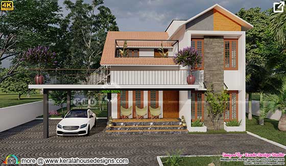 Modern house side view rendering