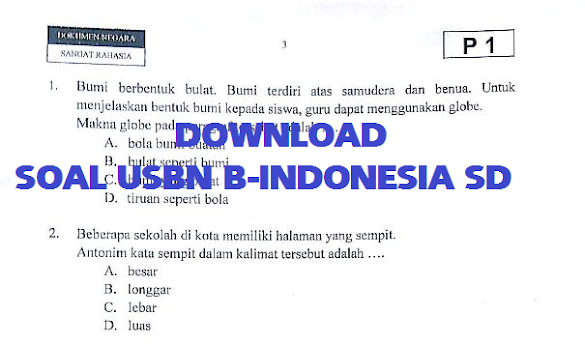 Soal Usbn Bahasa Indonesia Sd 2018