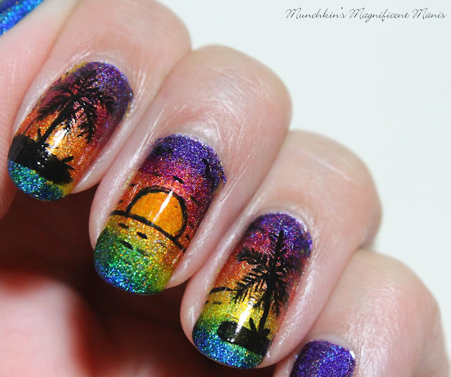 Tropical Sunset Nail Design, Holo Taco