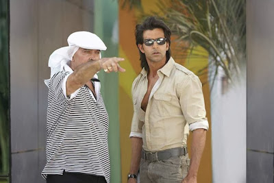hrithik roshan with his father rakesh roshan during the shooting of krrish 3