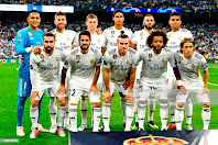 REAL MADRID C. F. - Temporada 2018-19 - Keylor Navas, Sergio Ramos, Toni Kroos, Raphaël Varane, Karim Benzema y Casemiro; Dani Carvajal, Isco, Gareth Bale, Marcelo y Luka Modric. REAL MADRID C. F. 3 (Isco, Bale, Mariano) A. S. ROMA 0. 19/09/2018. Liga de Campeones de la UEFA, fase de grupos, Grupo G, 1ª jornada. Madrid, estadio Santiago Bernabeu.