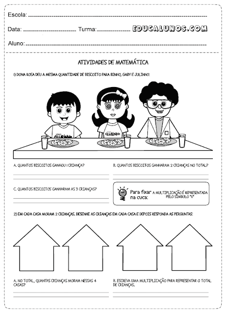 Atividades de multiplicação 2° ano