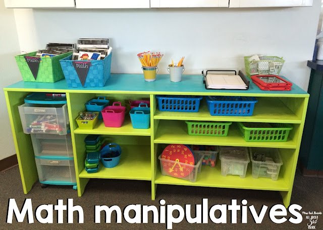 Keeping your math area clean and organized helps your students get to work quickly so they can know exactly where things are.