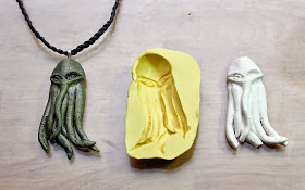 Cthulhu necklace project - silicone - plaster