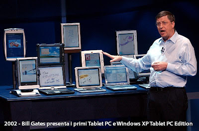 2002 - Bill Gates presenta i primi Tablet PC e Windows XP Tablet PC Edition, il primo sistema operativo con integrate funzionalità Tablet PC