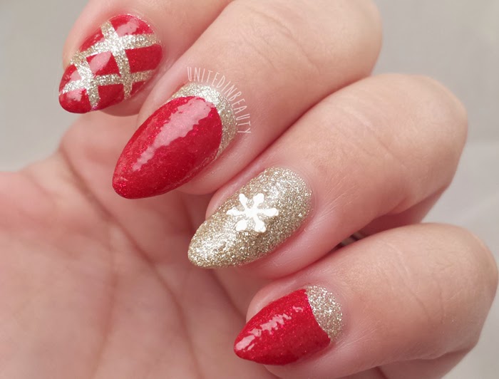 red and gold ruffian nails by @unitedinbeauty