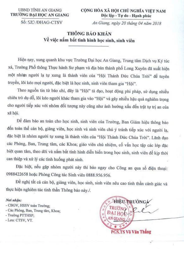 Hàng loạt trường Đại học phát cảnh báo khẩn trước sự hoành hành của ‘Hội Thánh Đức Chúa Trời’ - Ảnh 2