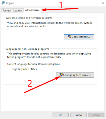 Administrative >  Change System Locale