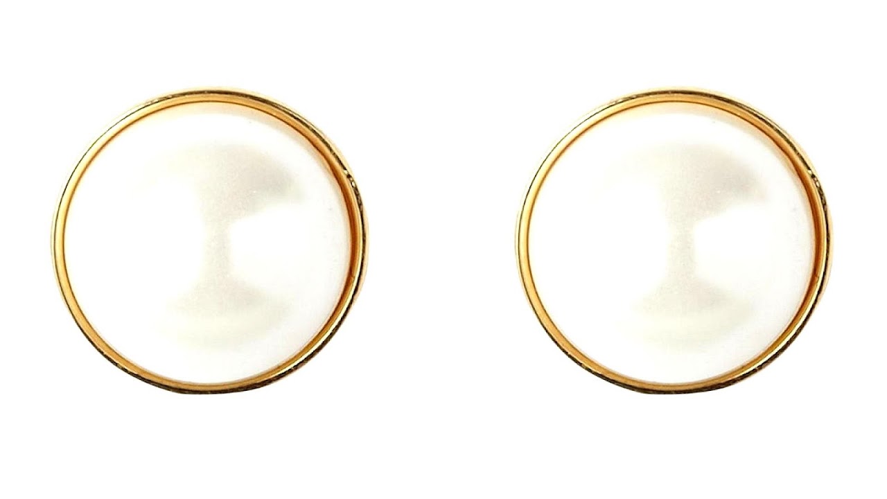 Pearl Earrings Gold Stud