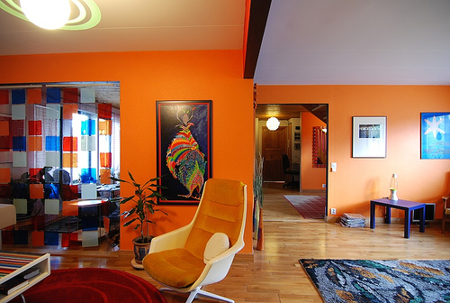 modern house ideas  of orange  modern living  room  decoration 
