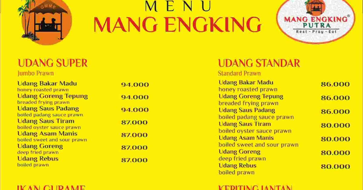 Daftar Harga Menu ~ Mang Engking Putra Gombong