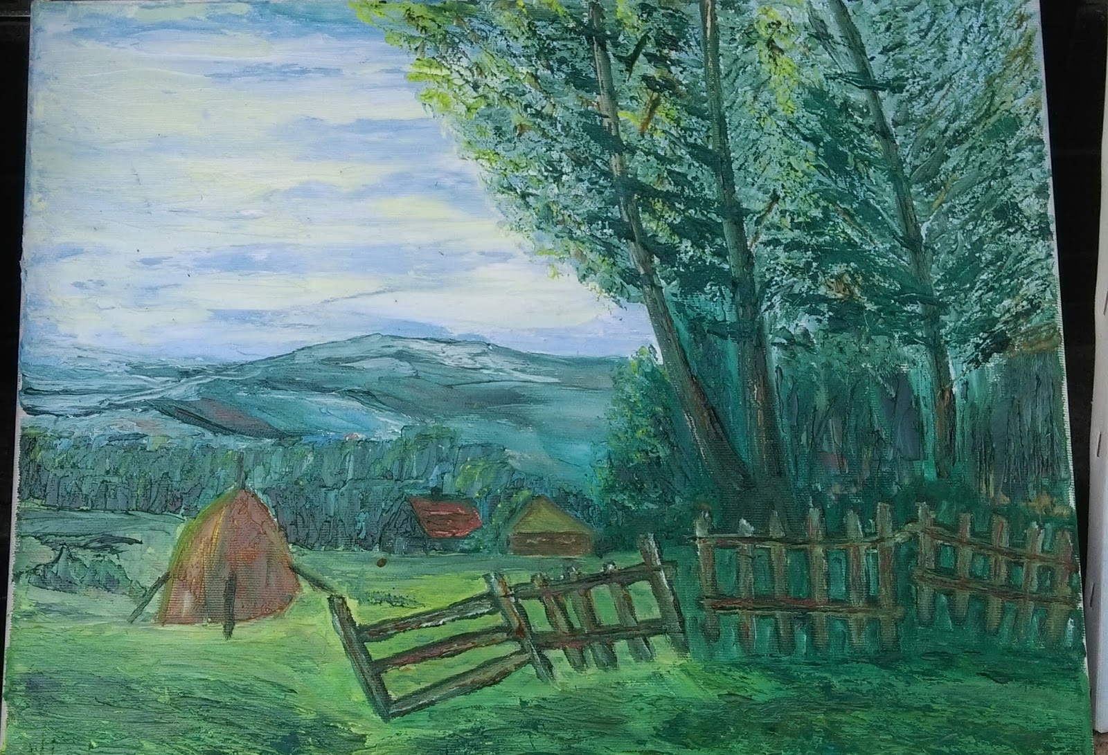 lik kolonija Orljane,Moj zavičaj,umetnicka slika,ulje na platnu 40 x 50cm,slikar Vladisav Bogićević