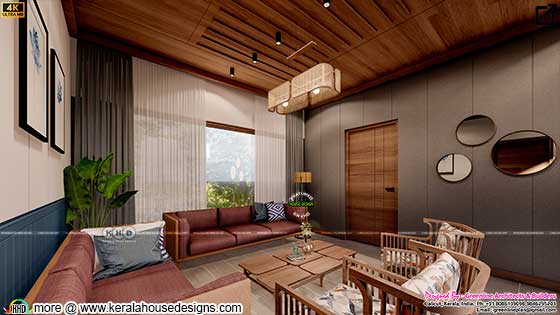 Modern living room interior design in Kerala