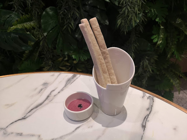 Truffle Breadsticks with Blueberry Yoghurt Sauce