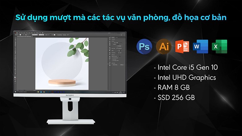 Máy tính All In One SingPC M24Pi582-W (i5-10400/8GB RAM/256GB SSD/23.8