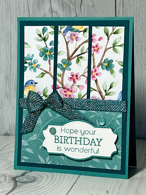 Birthday card idea using Stampin' Up! Flight & Airy Designer Series Paper