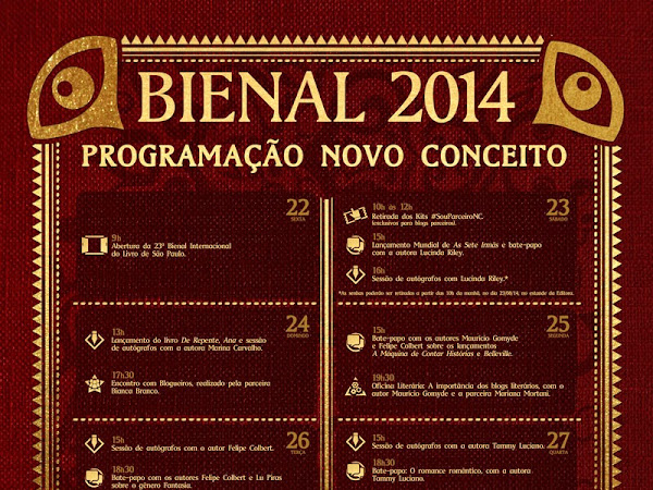 Programação do Grupo Editorial Novo Conceito para a XXIII Bienal do Livro de São Paulo