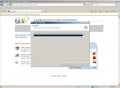 Completing the installation of Google Talk