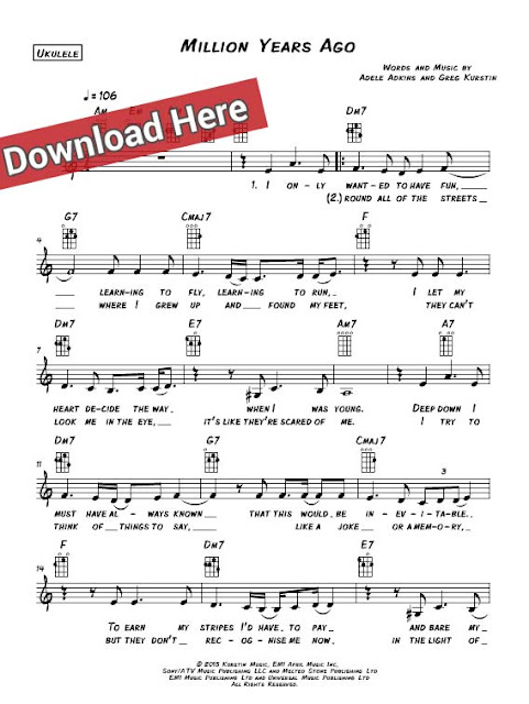adele, million years ago, sheet music, piano notes, score, chords, download, keyboard, guitar, tabs, klavier noten, saxophone, voice, vocals, flute, violin, how to play, learn