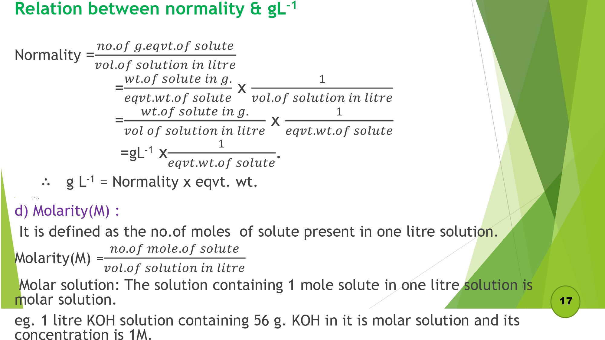Relation between normality & gL-1