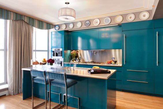 Dapur minimalis warna biru