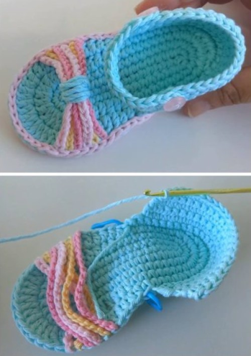 Crochet Baby Sandals from 6 to 9 months - Tutorial