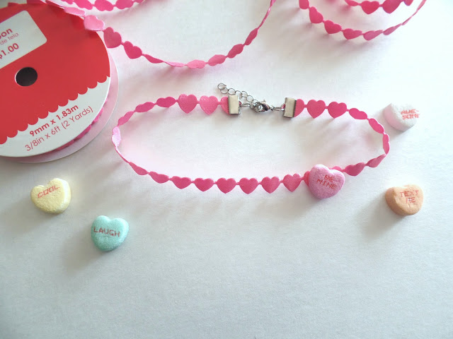 DIY heart ribbon choker necklace perfect for valentines day