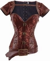 <br />Lucea Women's Retro Goth Brocade Steampunk Overbust Corset with Jacket and Blet