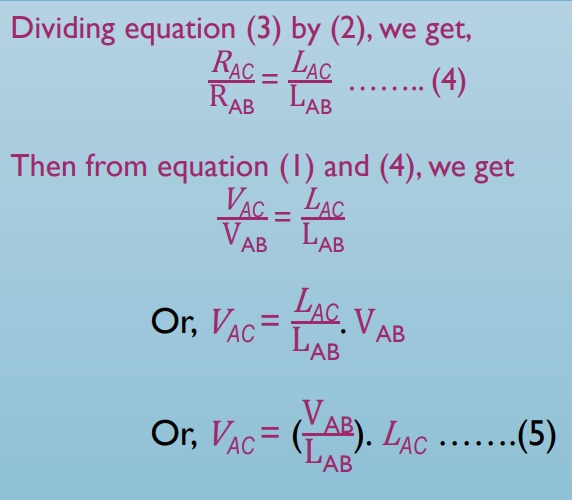 PRINCIPLE OF POTENTIOMETER formula