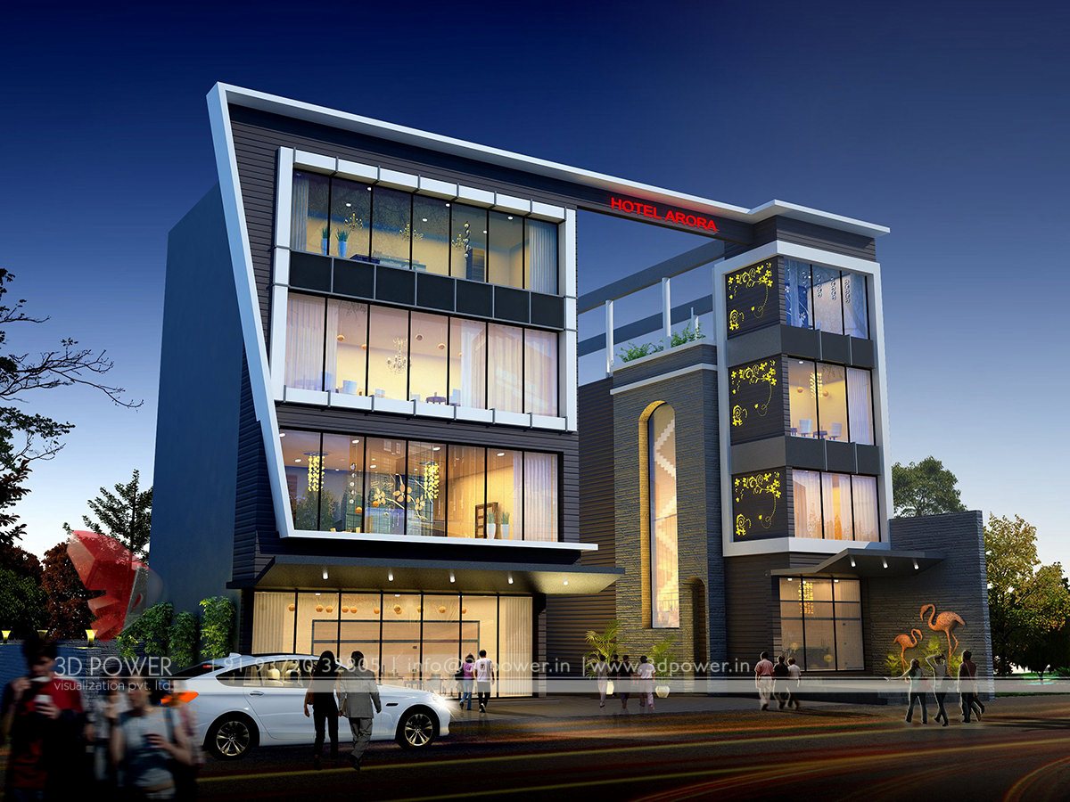 Corporate Building Design 3D Rendering Exclusive Night View